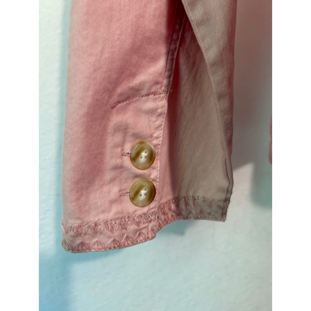 LC Lauren Conrad Pink Denim Chore‎ Jacket Embroidered Utility Crop Coat XS - Picture 4 of 8
